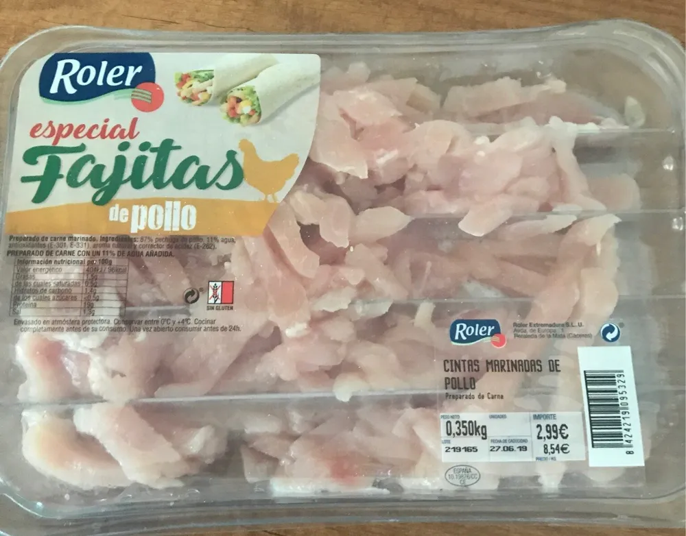Cintas marinadas de pollo especial fajitas