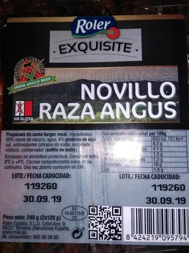 Hamburguesa novillo raza angus