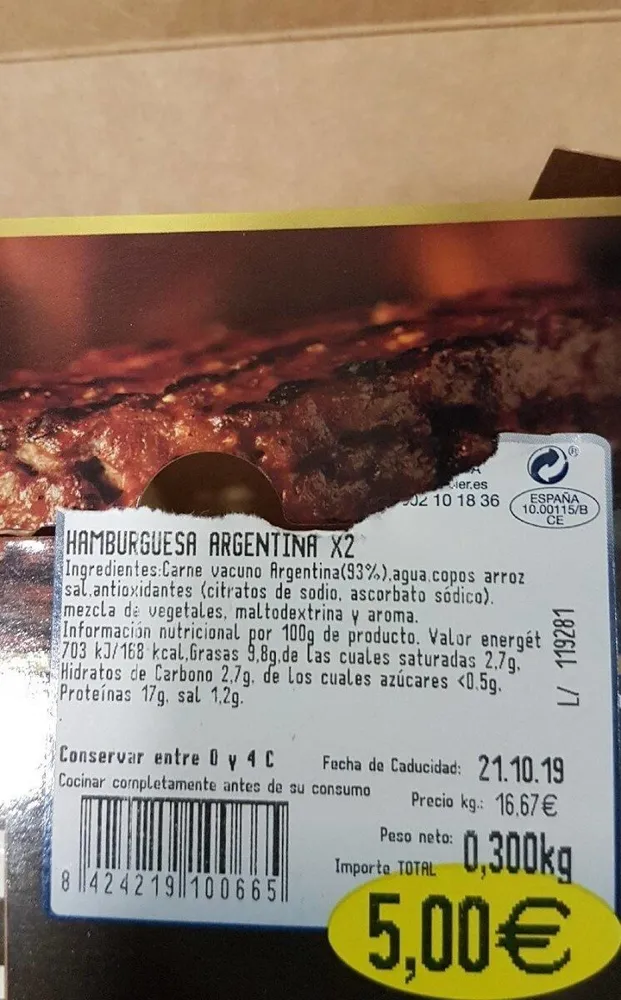 Hamburguesa carne argentina