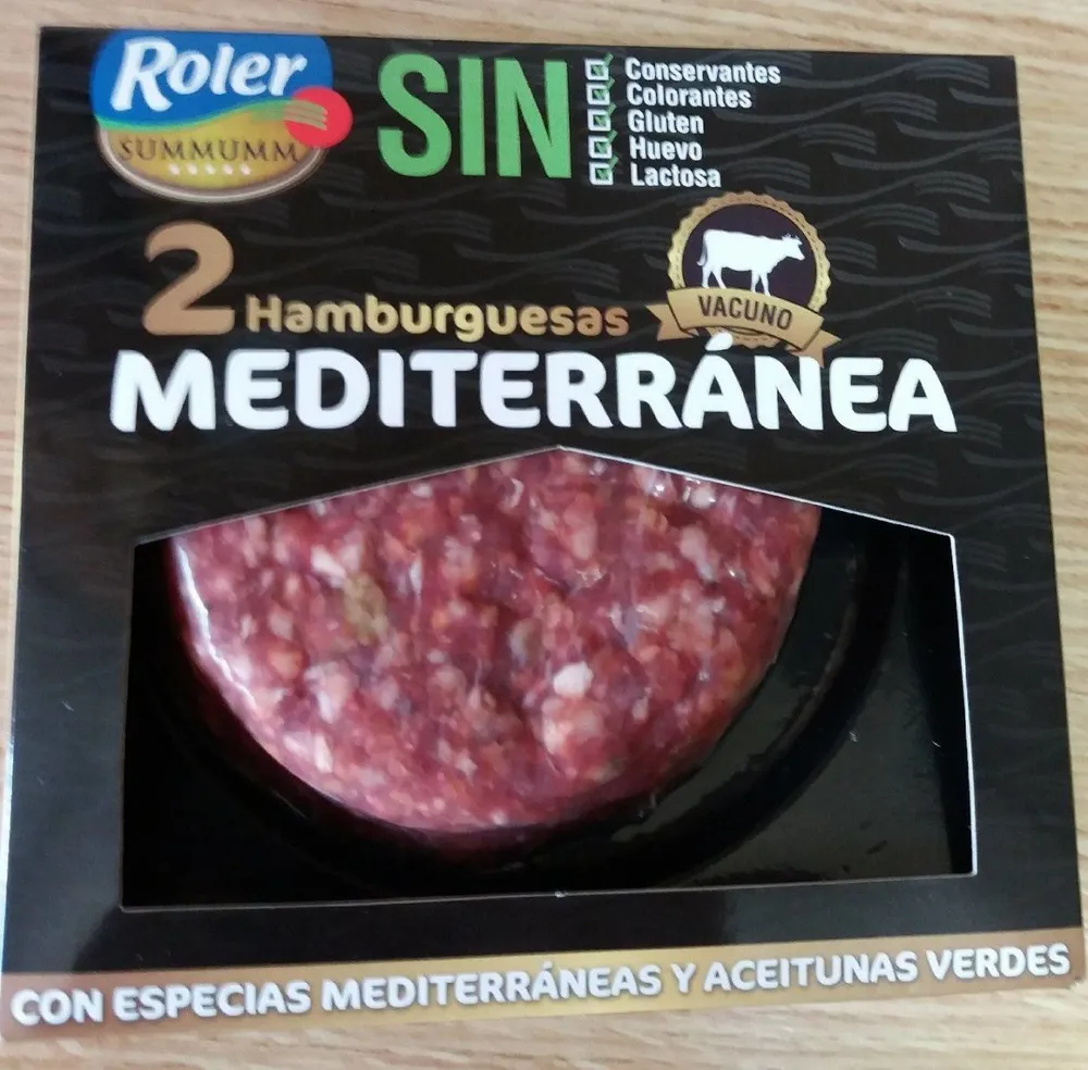 2 hamburguesas vacuno MEDITERRÁNEA
