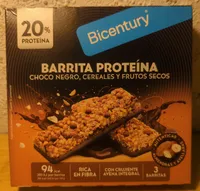 Barrita proteína choco negro, cereales y frutos secos