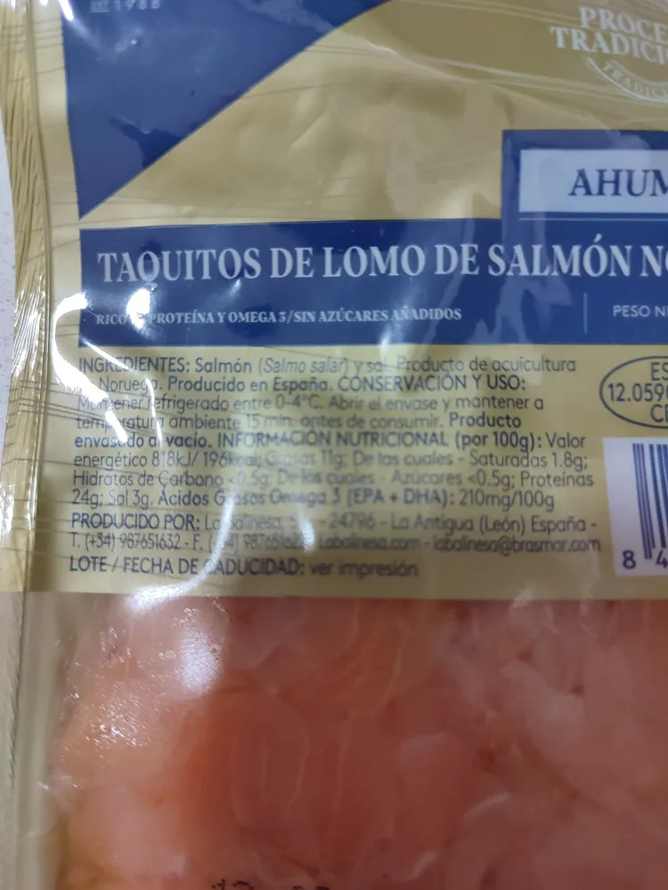 Taquitos de Lomo de salmón ahumado Noruego