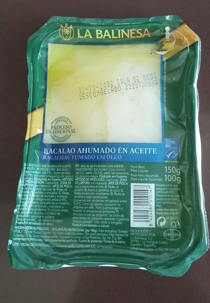 Bacalao ahumado en aceite