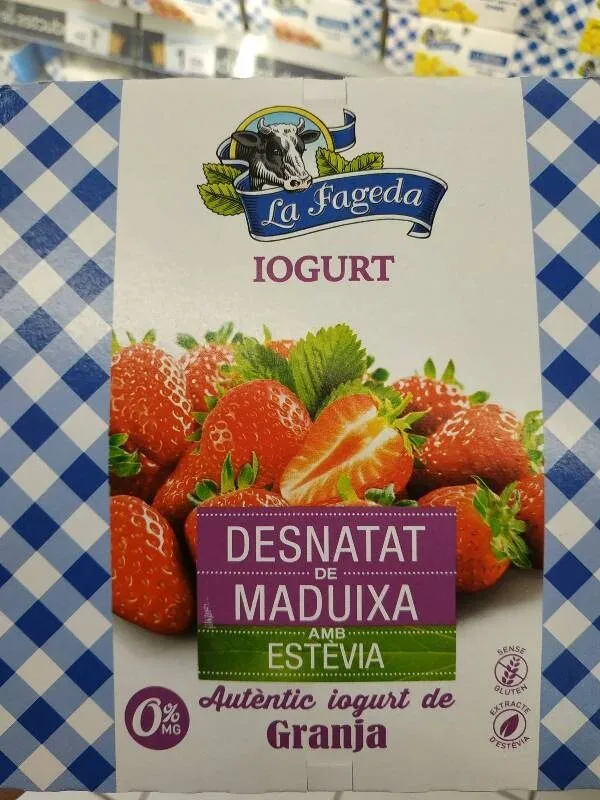 Iogurt gust de maduixa desnatat amb estevia