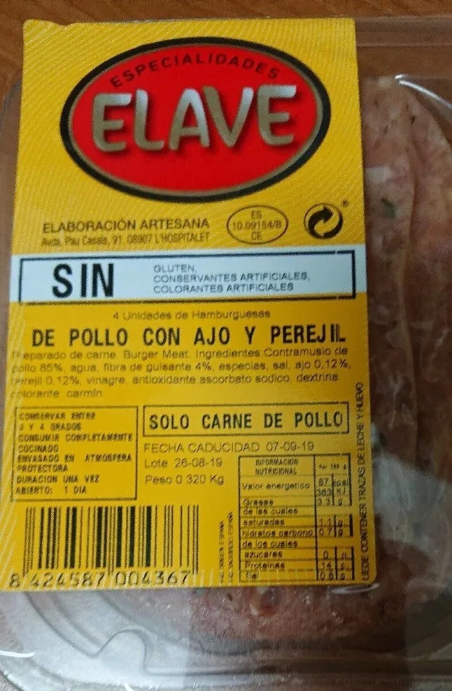 Hamburguesas de pollo con ajo y perejil