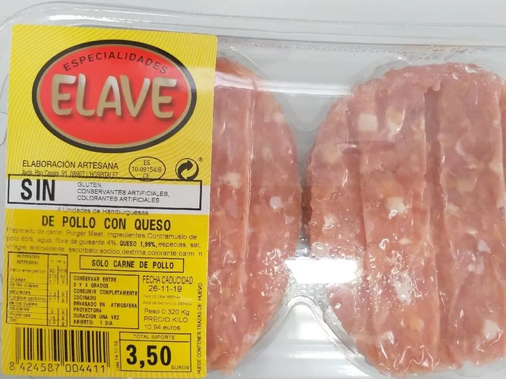 Hamburguesas de pollo con queso