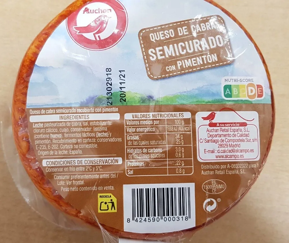 Queso de cabra semicurado con pimentón
