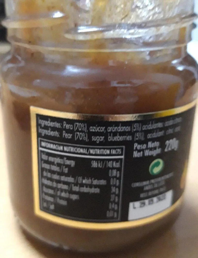 Mermelada de pera con arandanos
