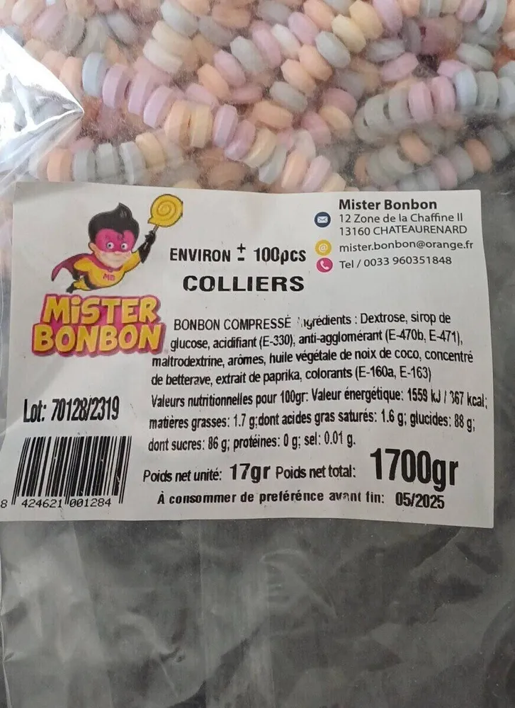 Bonbon compressé colliers