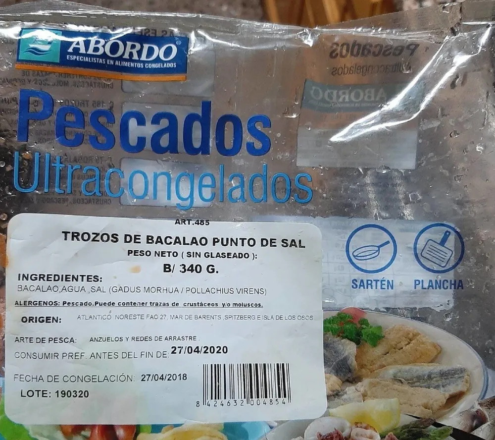 Trozos de bacalao punto de sal
