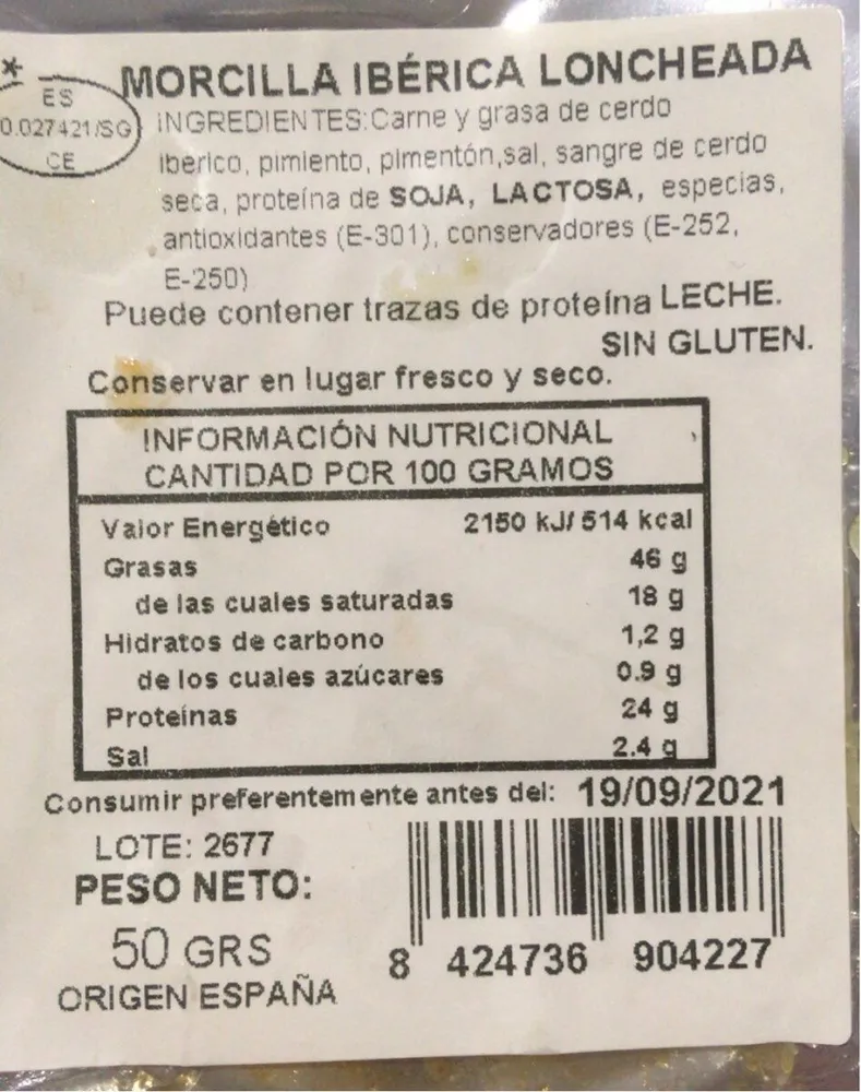 Morcilla Ibérica Loncheada