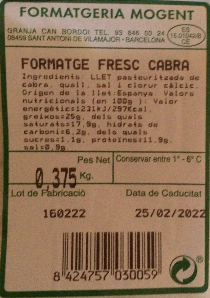 Formatge fresc cabra
