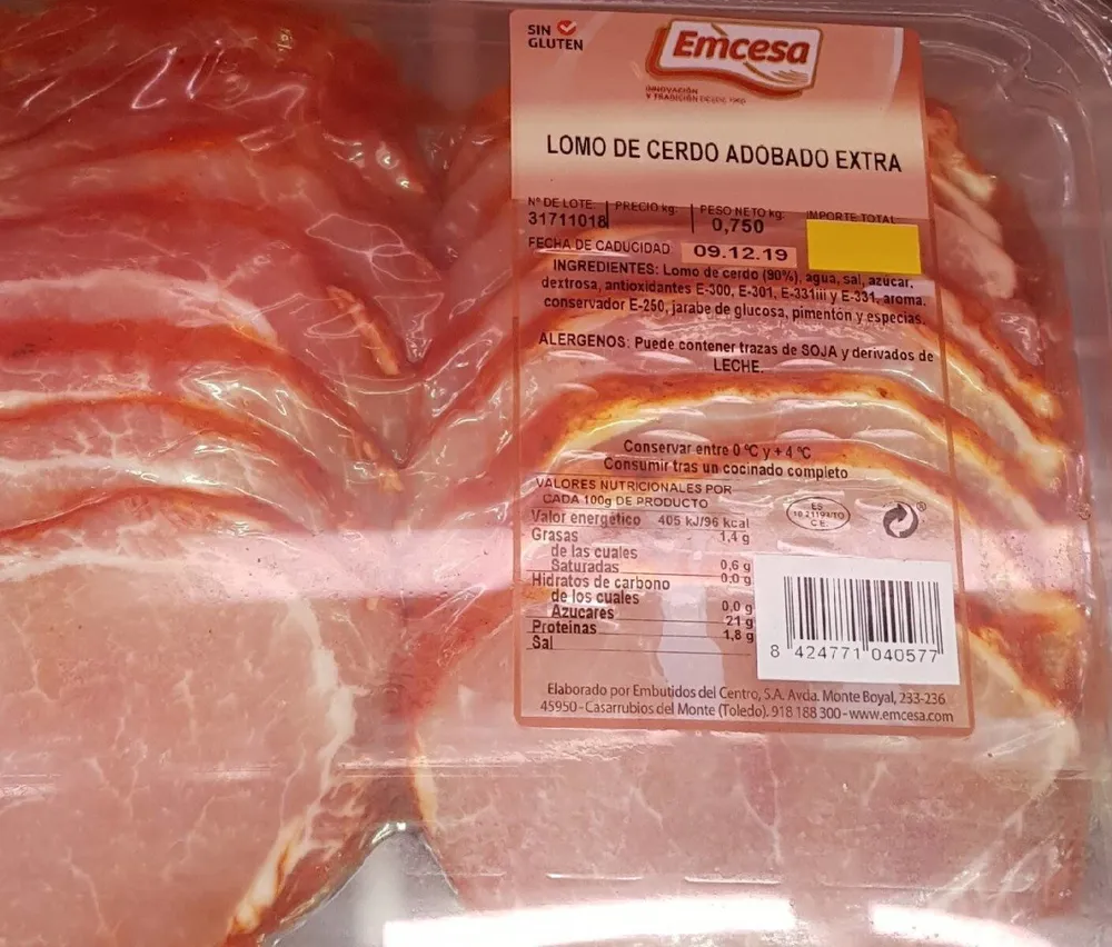 Lomo de cerdo adobado extra