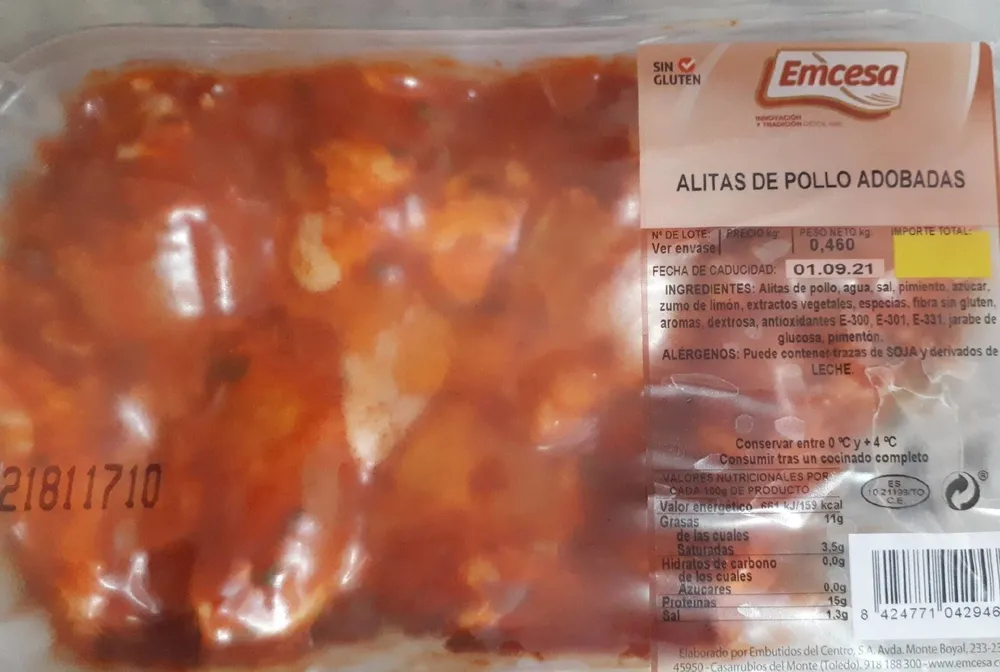 Alitas de pollo adobadas