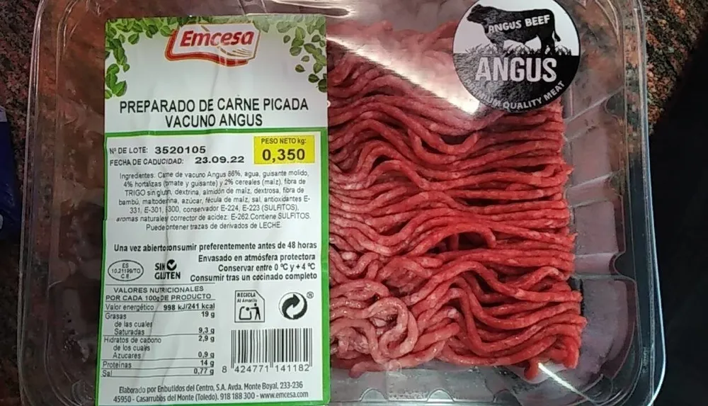 Preparado de carne picada vacuno angus