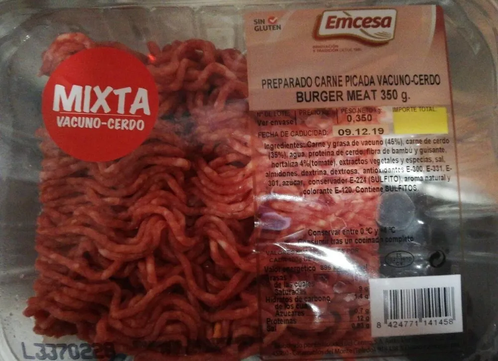 Preparado carne picada vacuno-cerdo