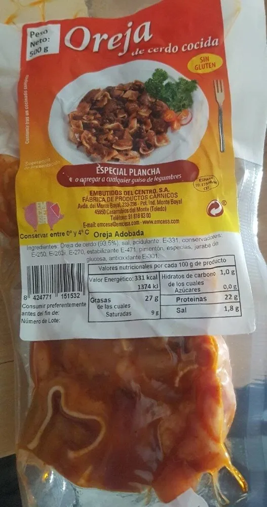 Oreja de cerdo cocida