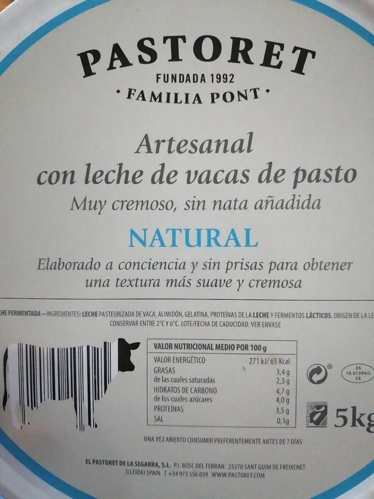 Yogur artesanal natural