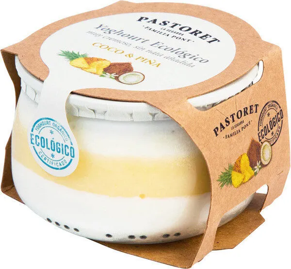 Yogur cremoso con coco y piña sin gluten ecológico