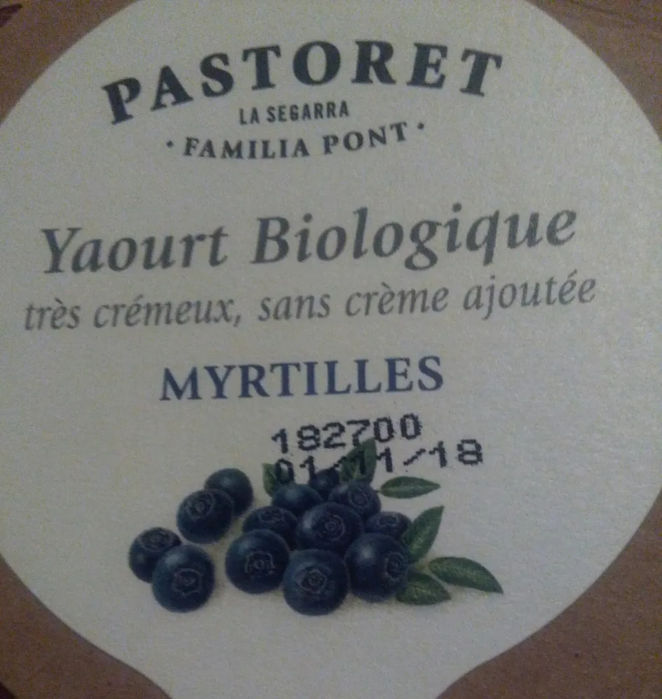 Yaourt Biologique  très crémeux, sans crème ajoutée MYRTILLES