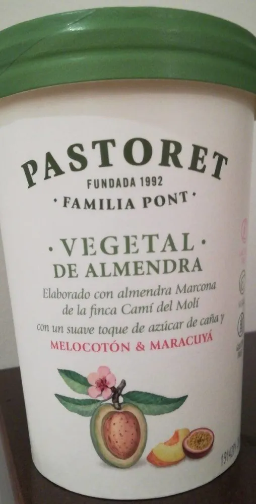 Vegetal de almendra melocotón y maracuyá