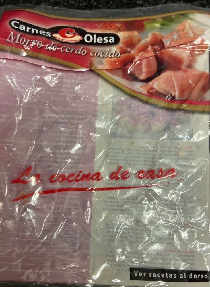 Morro de cerdo cocido