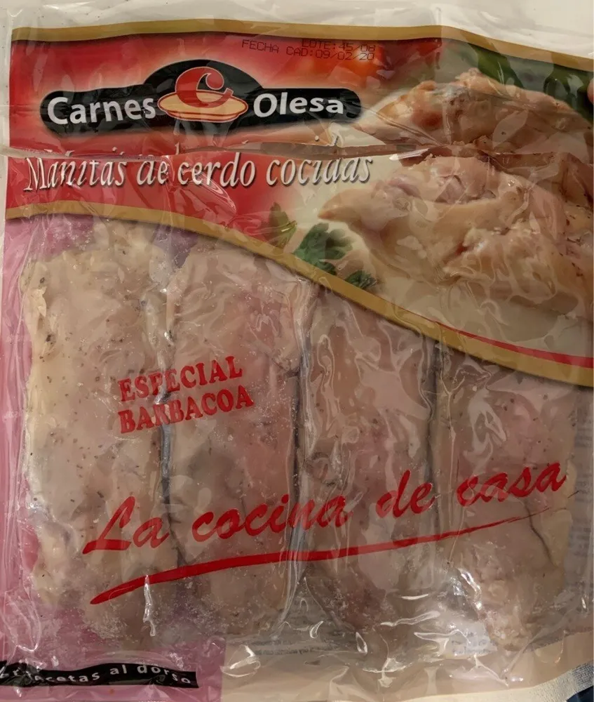 Manitas de cerdo cocidas carnes olesa