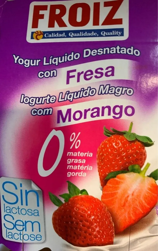 Yogur líquido sin lactosa desnatado con fresa