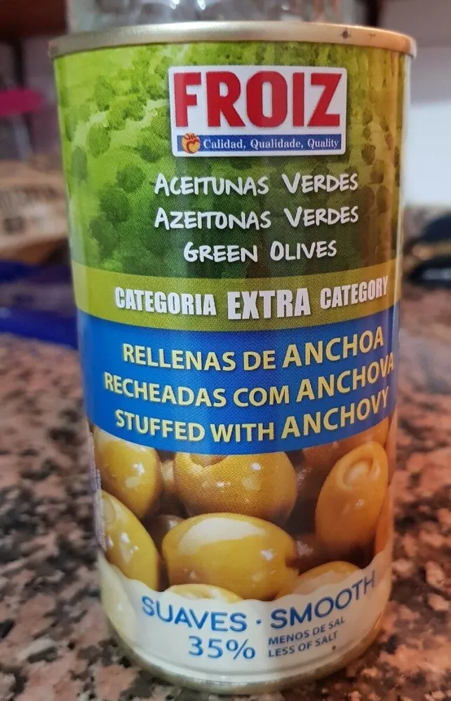 Aceitunas verdes rellenas de anchoa