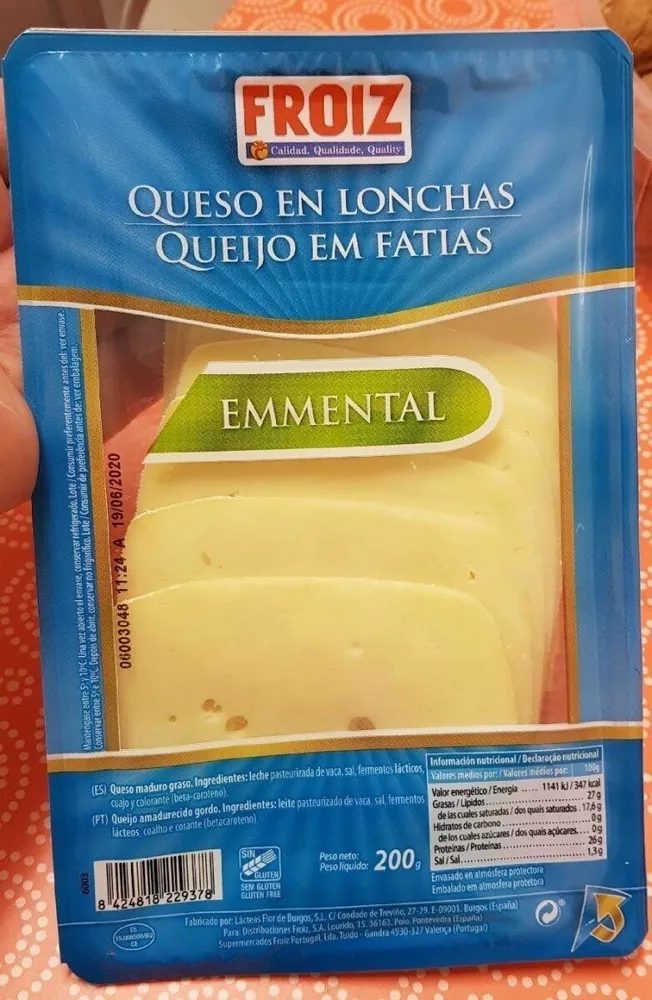 Queso en lonchas Emmental
