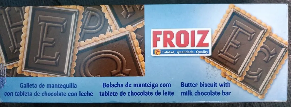 Galleta de mantequilla con tablette de chocolate con leche