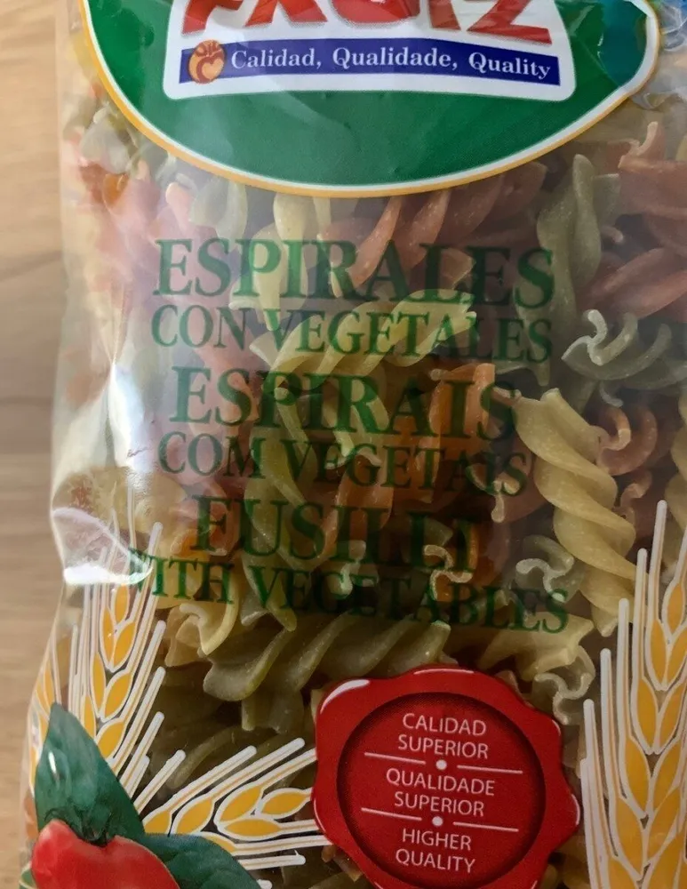 Espirales con vegetales