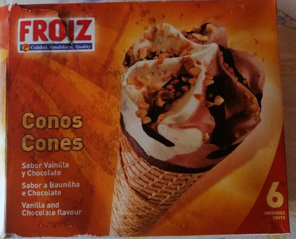 Conos sabor vainilla y chocolate