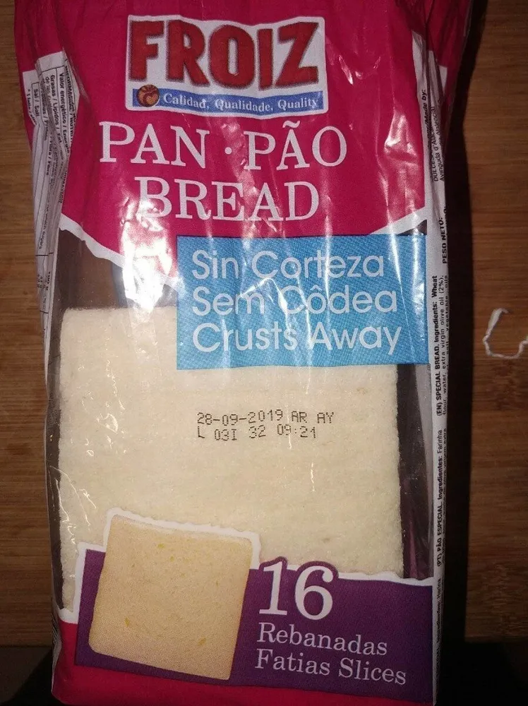 Pan de molde sin corteza