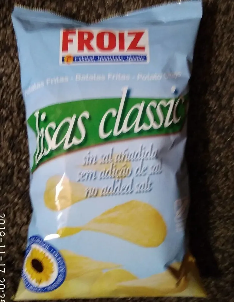 Patatas lisas clásicas sin sal