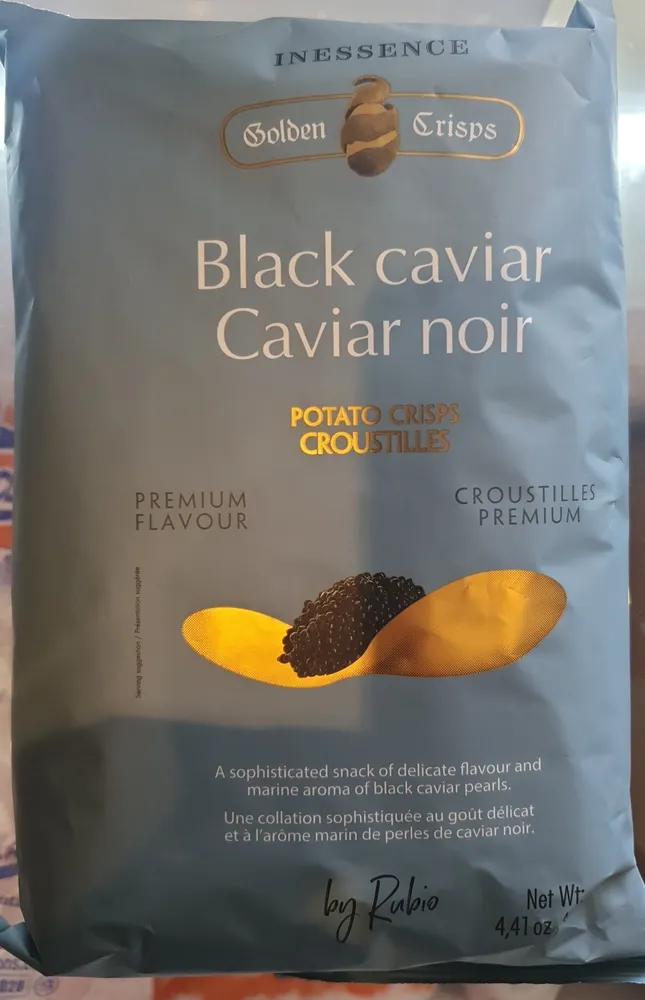 Black caviar potato crisps