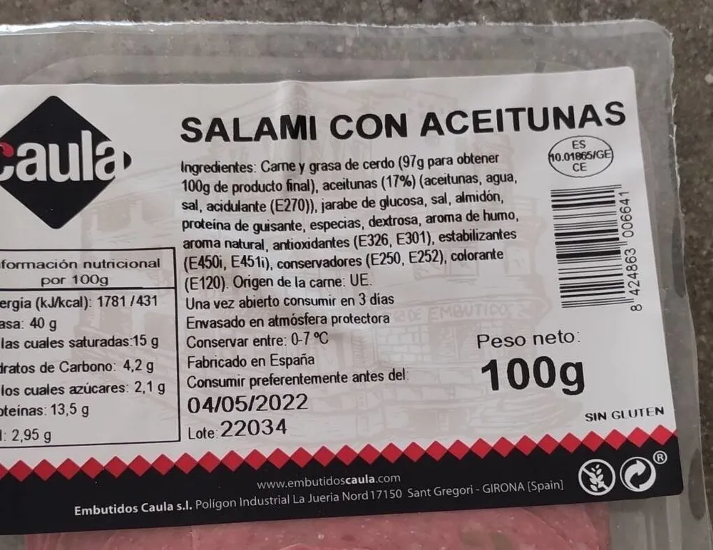 Salami con aceitunas