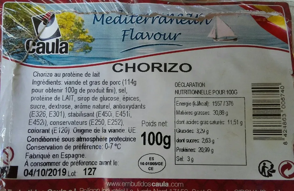 Caula Sliced Chorizo Ham 100G