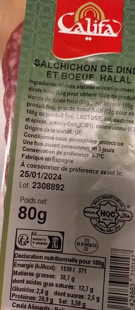 Salchichon de dinde et boeuf halal