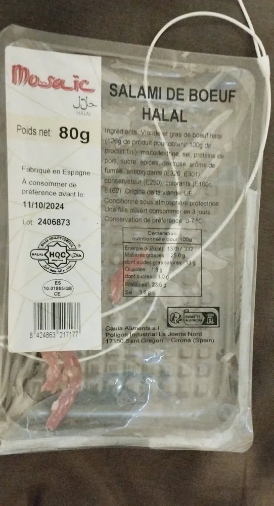 Salami de boeuf halal