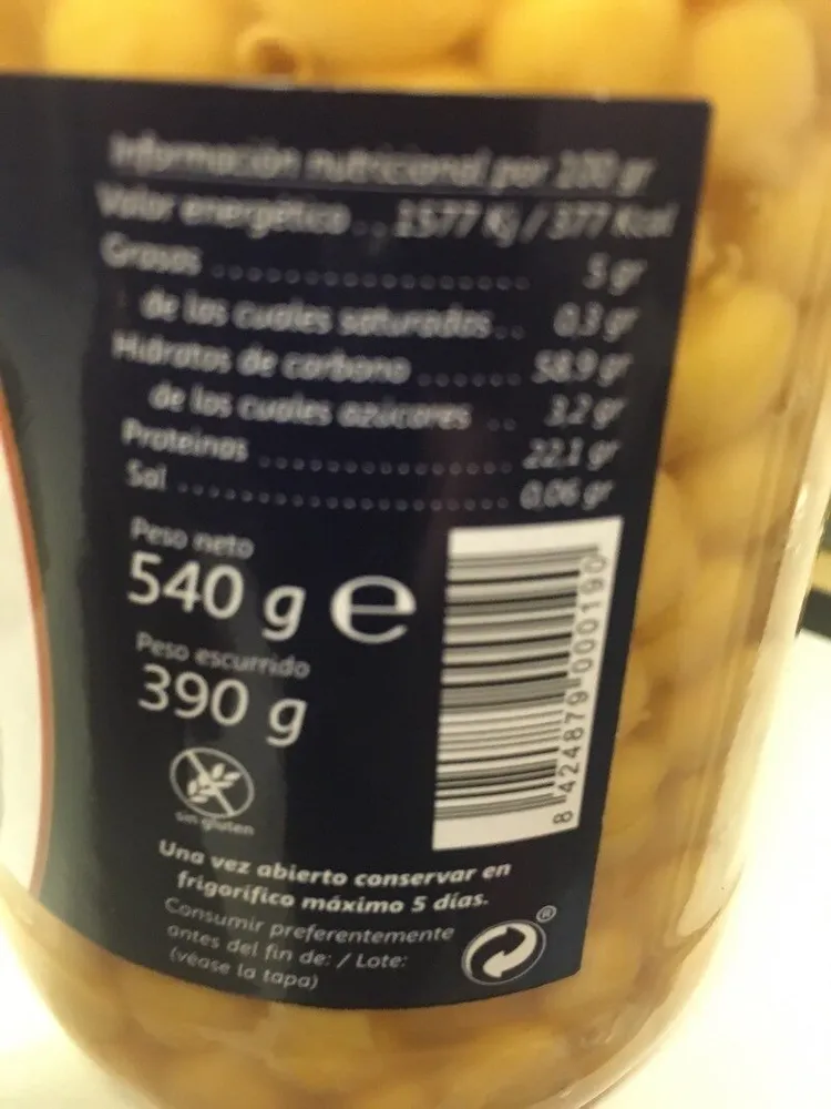 Garbanzos cocidos pedrosillano de salamanca