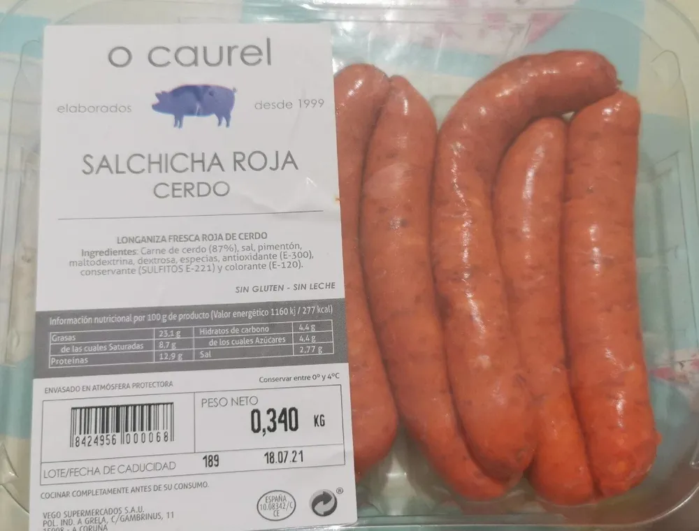 Salchicha roja cerdo