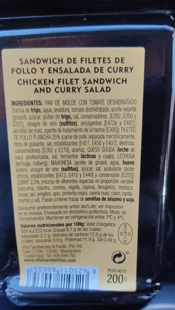 Sàndwich pollo y curry