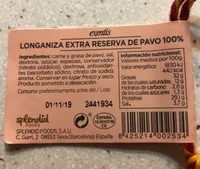 Longaniza extre reserva de pavo 100%