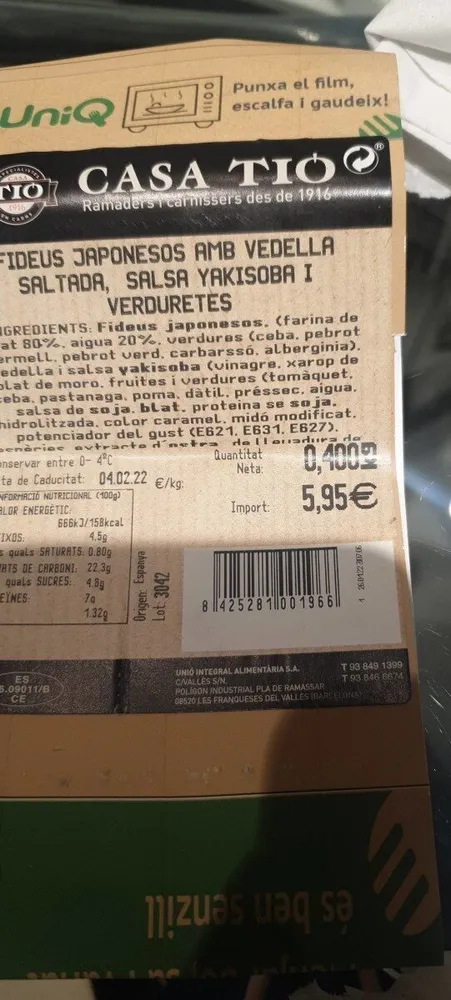Fideos japoneses con carne y verduras