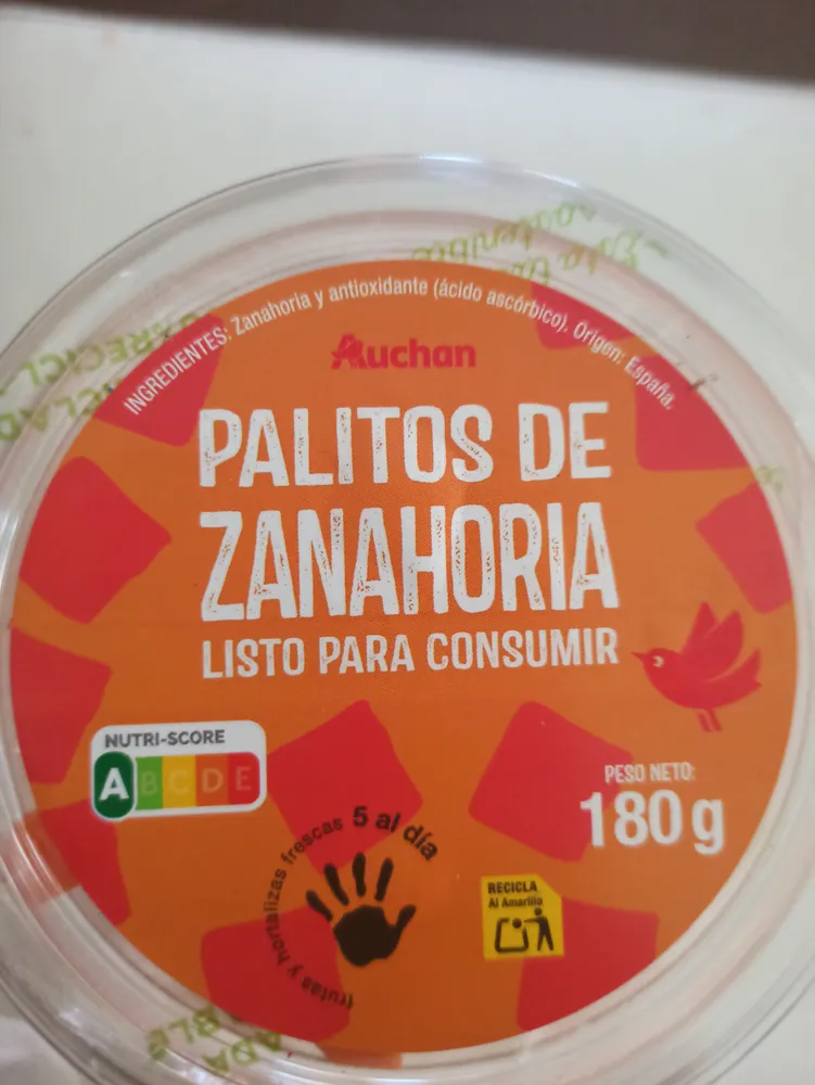 Palitos de zanahoria listos para consumir