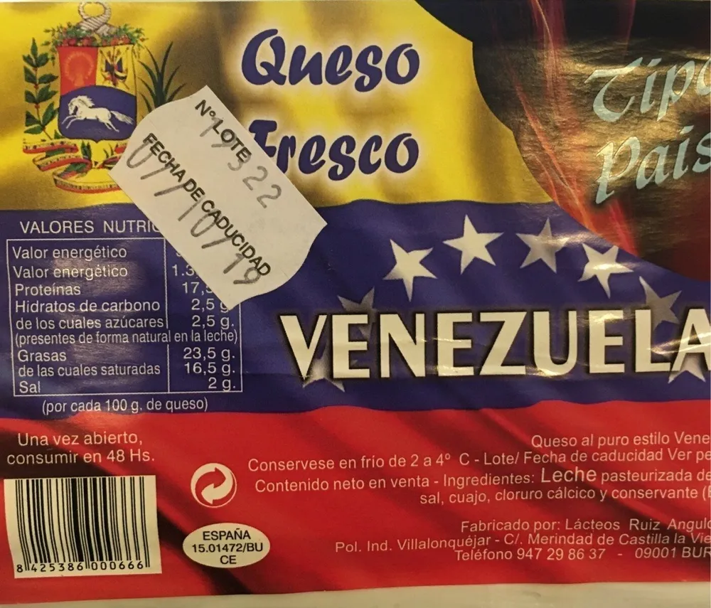 Queso fresco tipo país venezuela