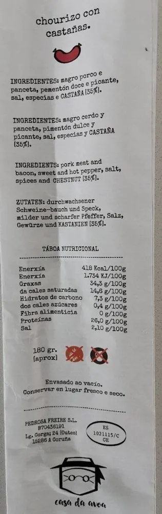 Chourizo con castañas