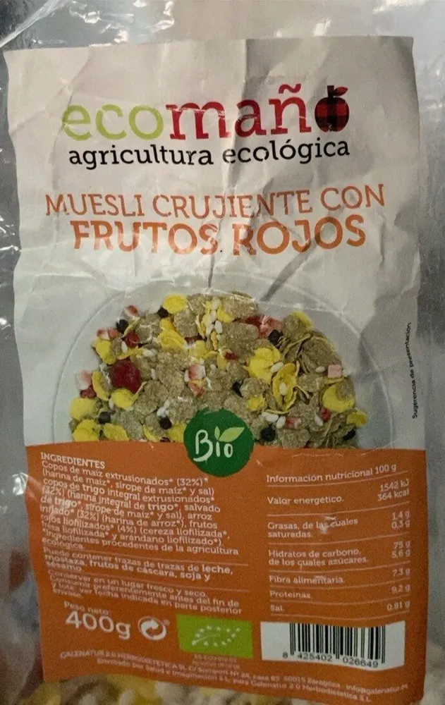 Muesli crujiente con frutos rojos