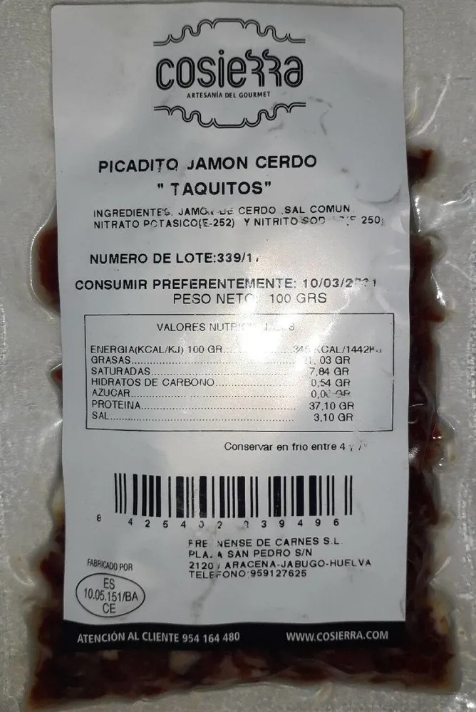 Picadito jamón cerdo a taquitos